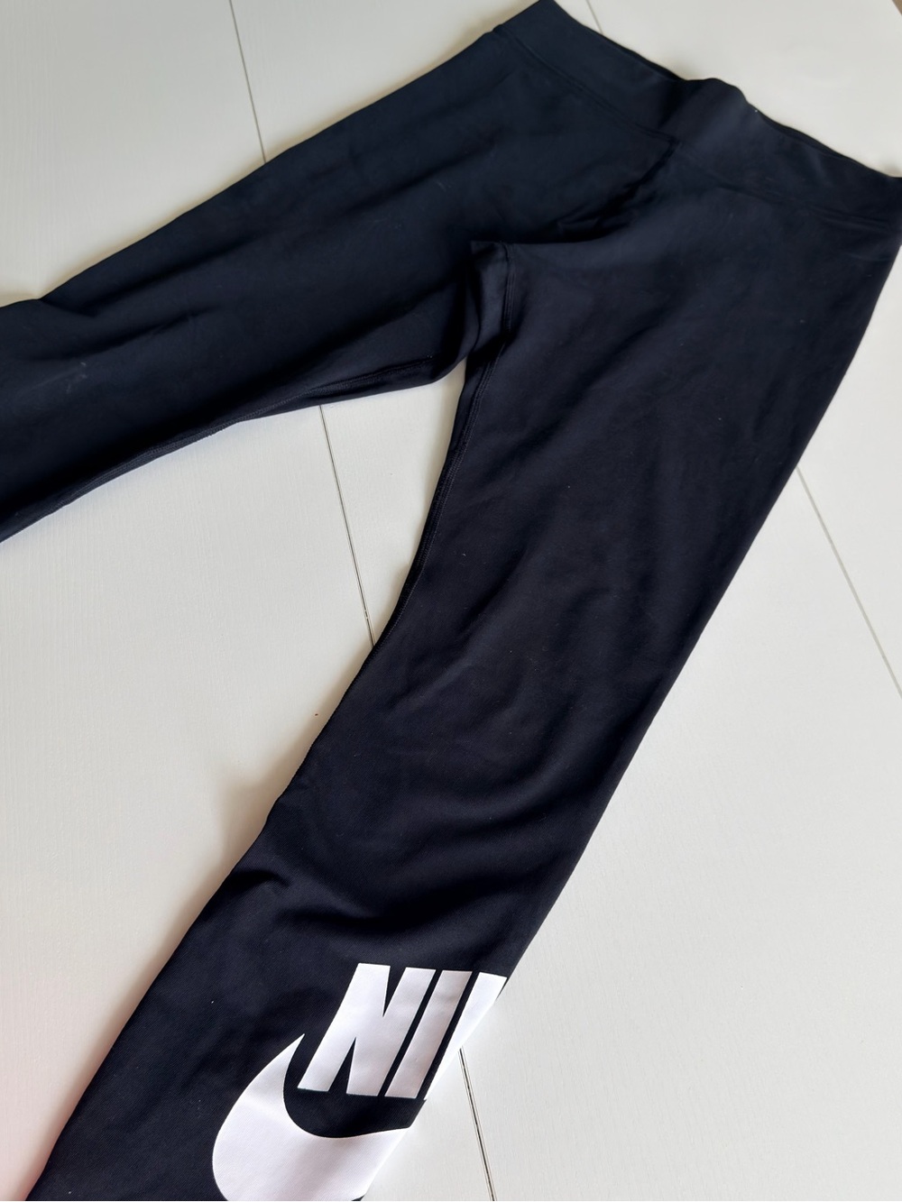 Nike Black Leggings with White Nike Swoosh - Picture 2 of 5